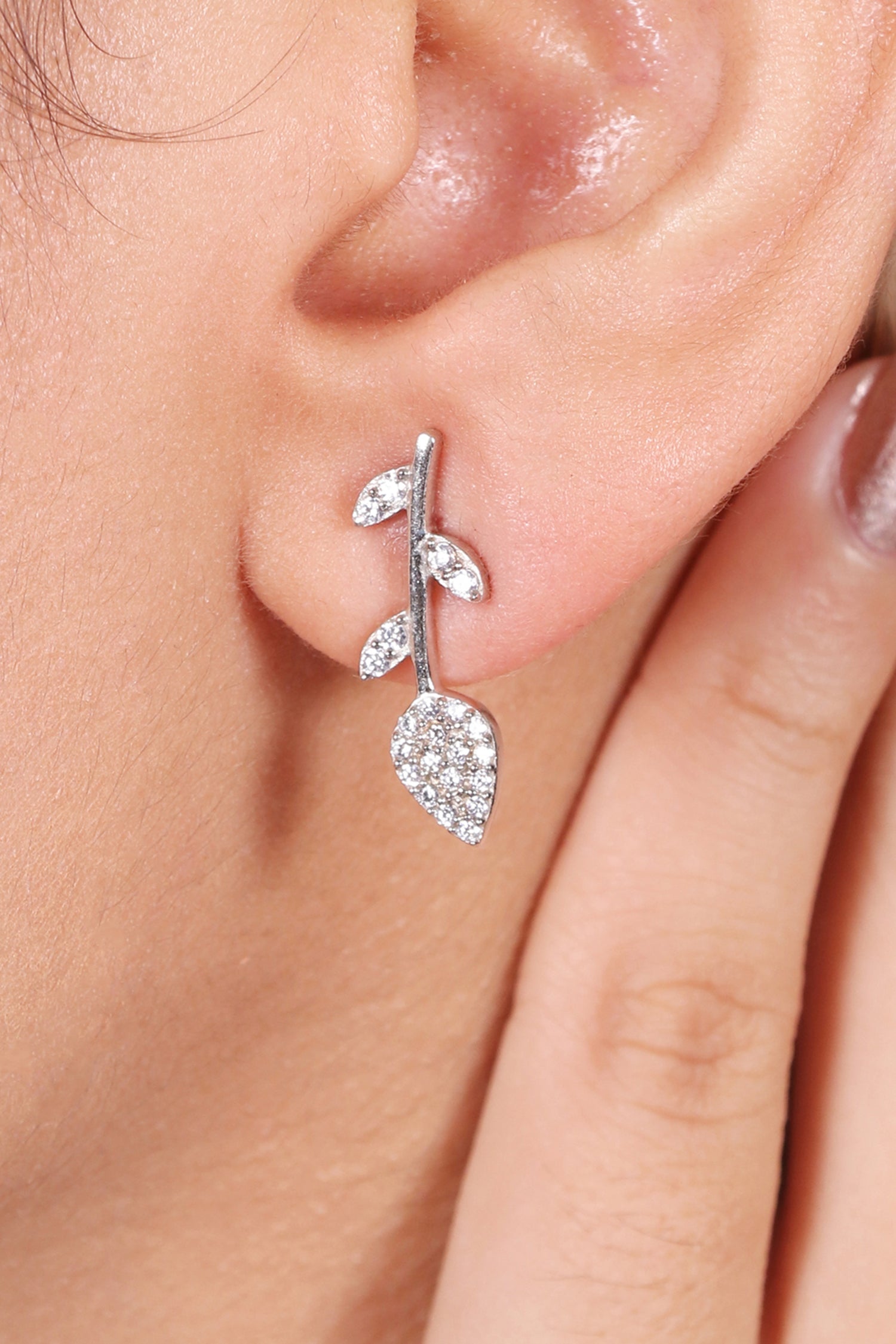 Silver Daily Wear Leaf Earrings